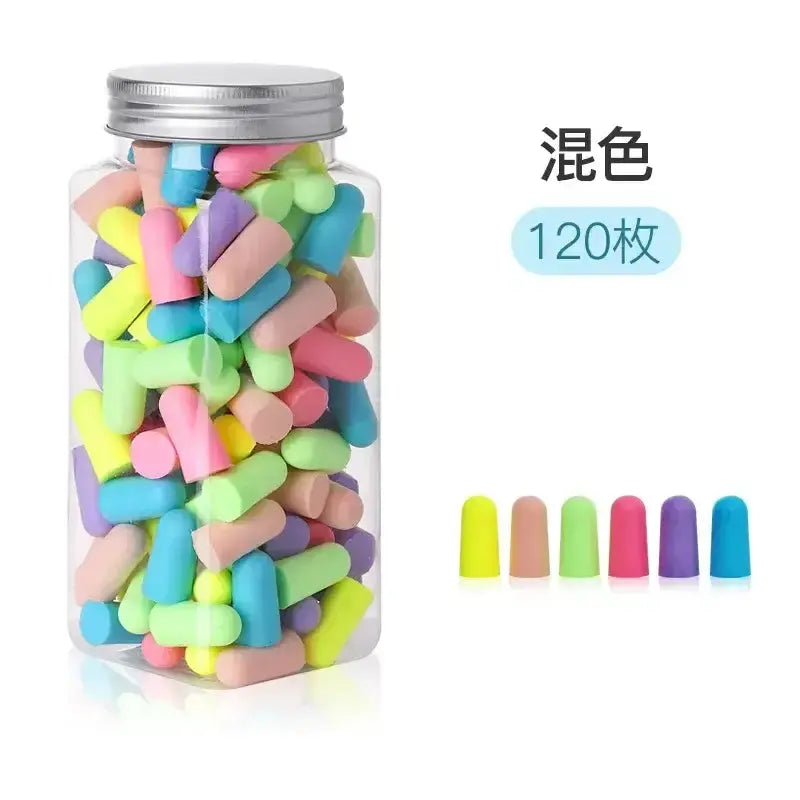 Colorful assortment of Sound Insulating Sleep Earplugs in a container, designed for effective noise reduction and comfort.