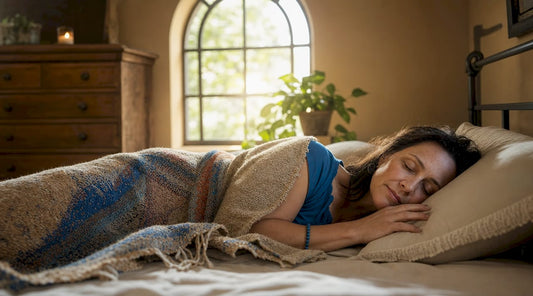 Woman peacefully sleeping in calm bedroom