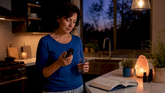 Woman preparing magnesium supplement for sleep