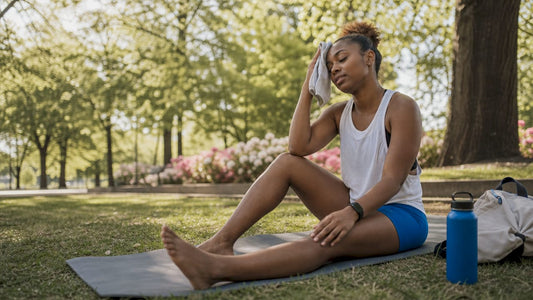 Female athlete stretching post-workout in gym