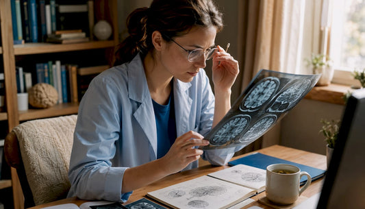 Neuroscientist analyzing brain stress response images
