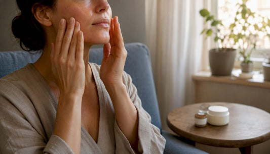 Hands gently massaging face during skincare ritual