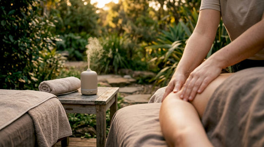 Hands performing gentle muscle massage
