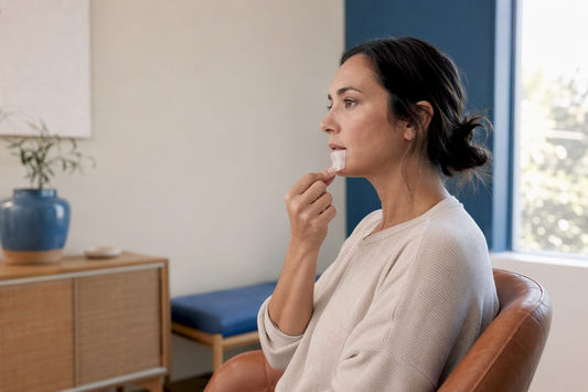 Adult assessing mouth tape before use