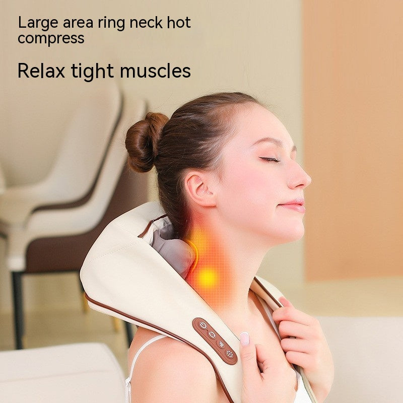 Neck Massager with Heating Mode providing hot compress for tight muscles relaxation and comfort.