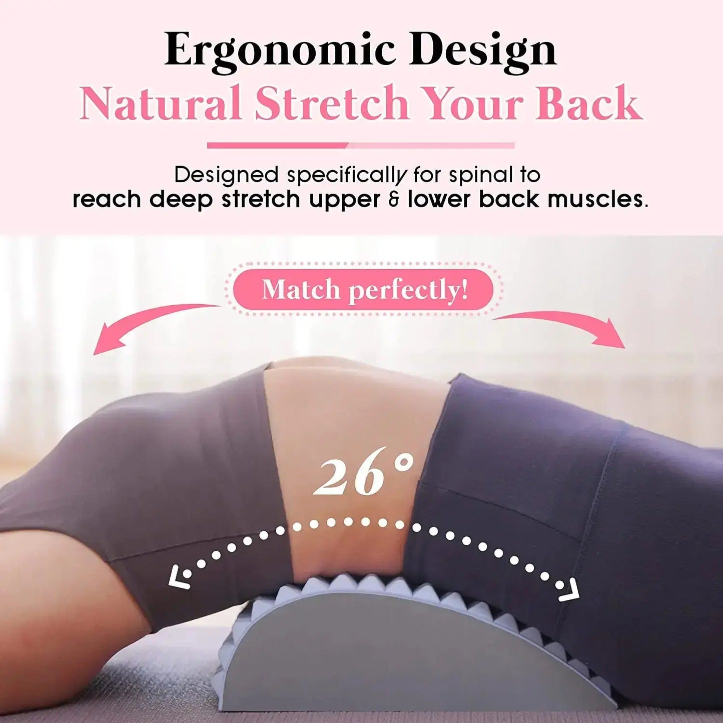 Lower Back Stretcher for ergonomic deep stretching of upper and lower back muscles, providing relief and improved posture.