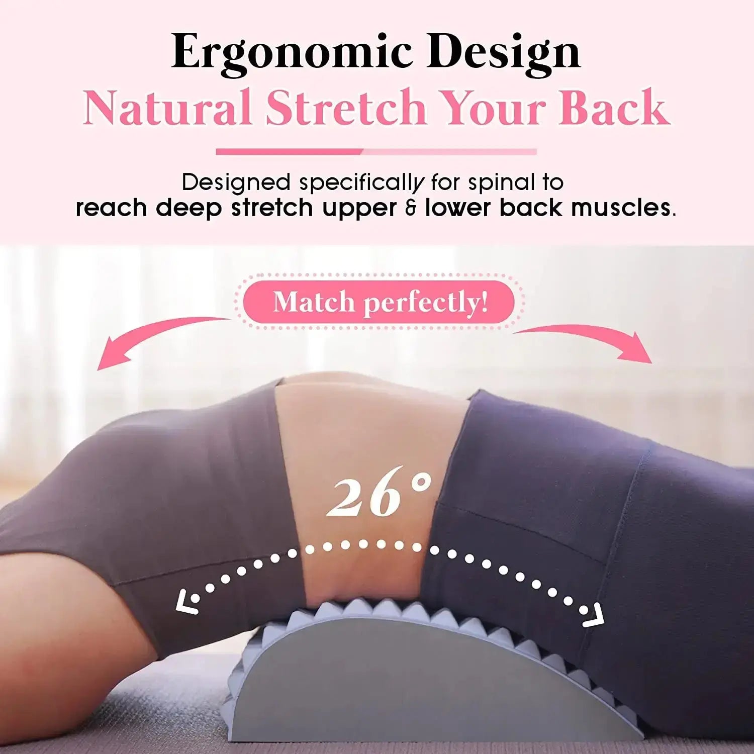 Lower Back Stretcher for ergonomic deep stretching of upper and lower back muscles, providing relief and improved posture.