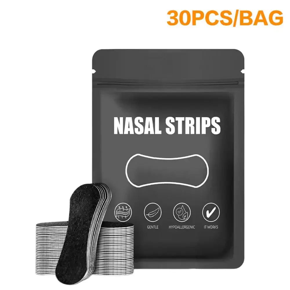 Nasal Strips packaging showing 30 pieces per bag for enhanced breathing comfort.
