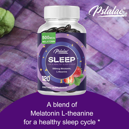 Stress Relief Sleep Supplements with Melatonin and L-theanine for calming and restful sleep.