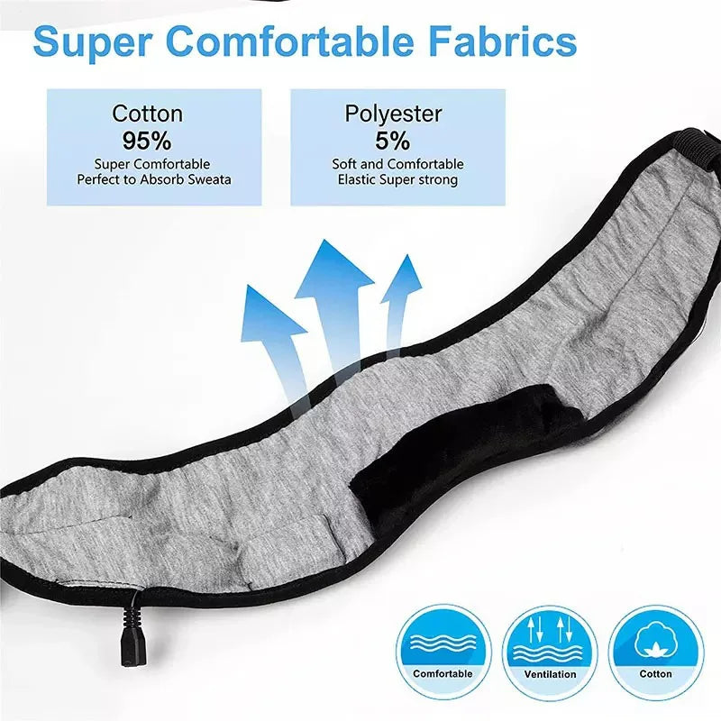 Wireless Bluetooth Sleep Mask made from super comfortable cotton and polyester fabrics for a relaxing sleep experience.