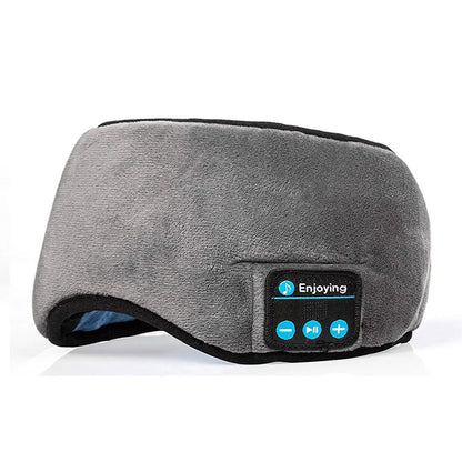 Wireless Bluetooth Sleep Mask in gray fabric with built-in headphones for music while sleeping