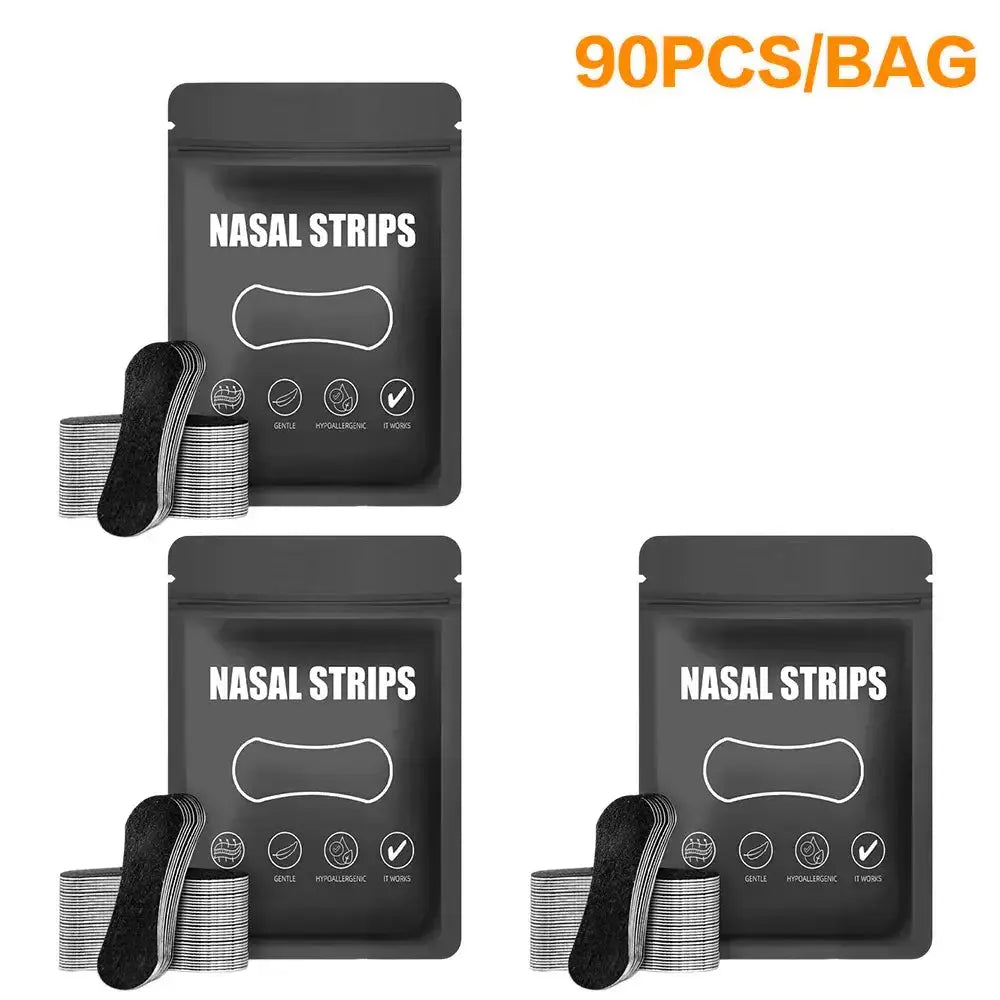 Nasal Strips packaging with 90 pieces per bag designed for enhanced breathing comfort and restful sleep.