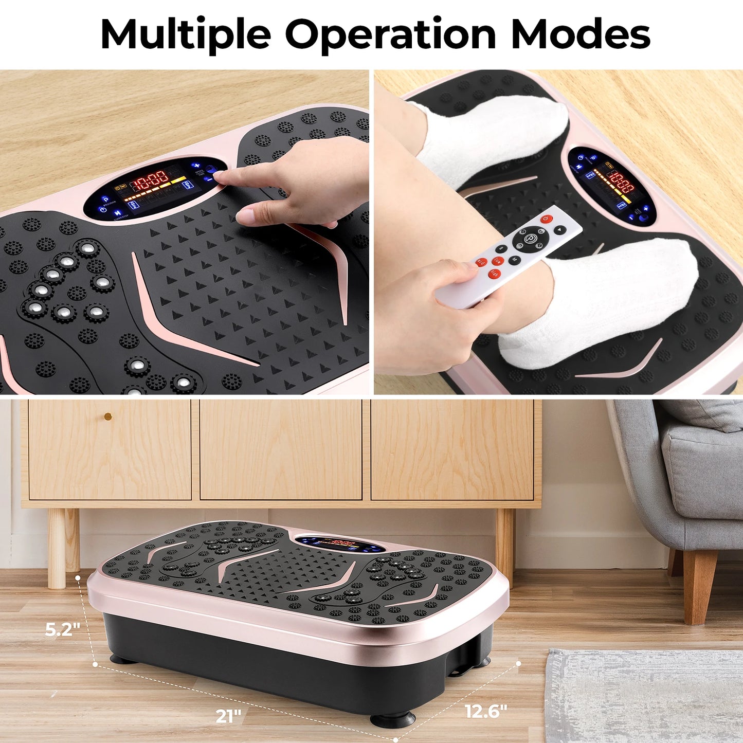 Vibration Plate Exercise Machine with multiple operation modes and remote control for effective workouts.