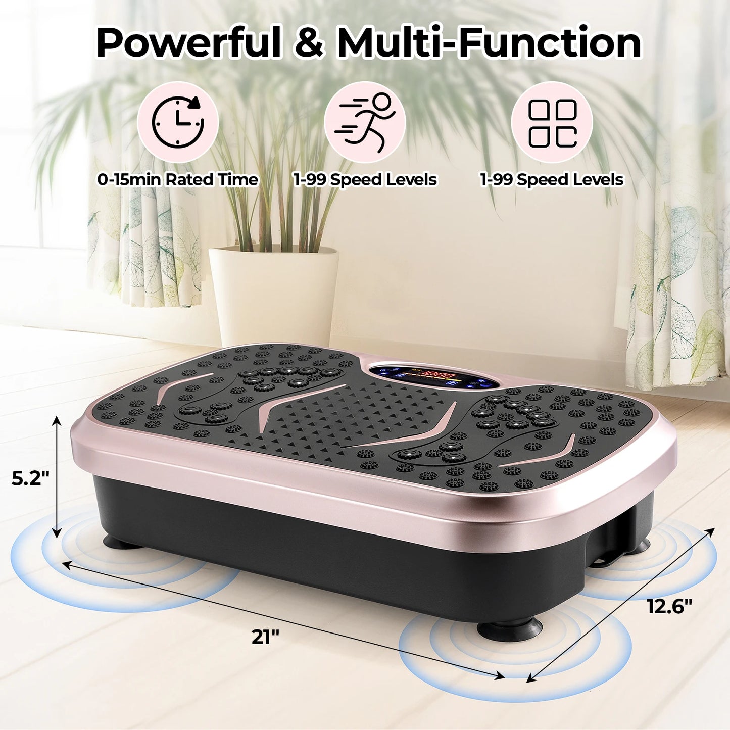 Vibration Plate Exercise Machine with adjustable speed levels and timer for effective workouts.