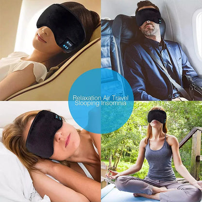 Wireless Bluetooth Sleep Mask for relaxing sleep, blocking light and playing music for tranquil rest.