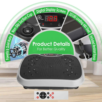 Vibration Plate Exercise Machine with digital display and remote control for customized workouts