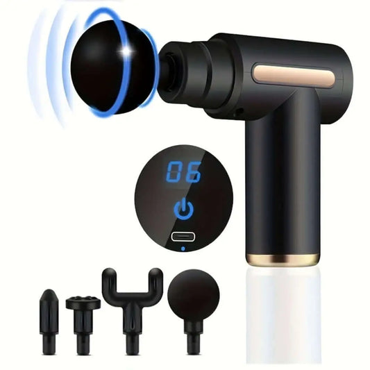 Deep Sleep Neck Massager for stress relief and faster sleep with multiple attachment heads and digital display.