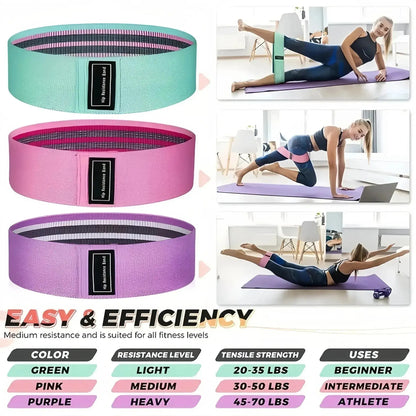 Pilates Loop & Stretch Kit with resistance bands in green, pink, and purple; ideal for improving strength and flexibility.
